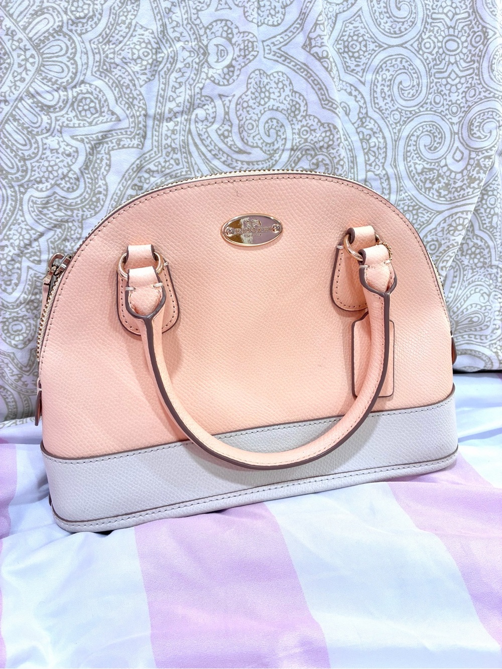 Peach Pink & Cream Coach Bag